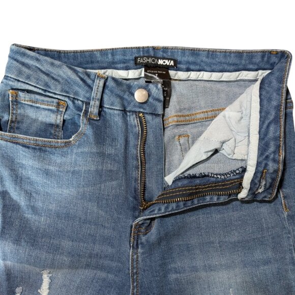 Fashion Nova Killing ‘Em Kindly High Rise Distressed Split Hem Jeans Size 7 - Picture 4 of 12